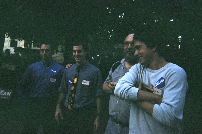 BigDeanGuys: Deaner Mike, Deaner Aaron, blogger Dave, and Deaner Chace wait for Dean.