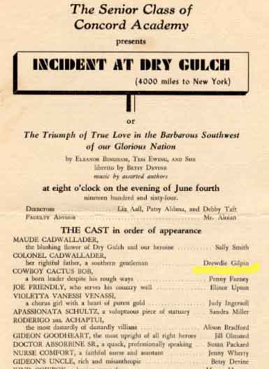 1964Program: Program for 1964 class play featuring among others Drew Gilpin and Betsy Devine