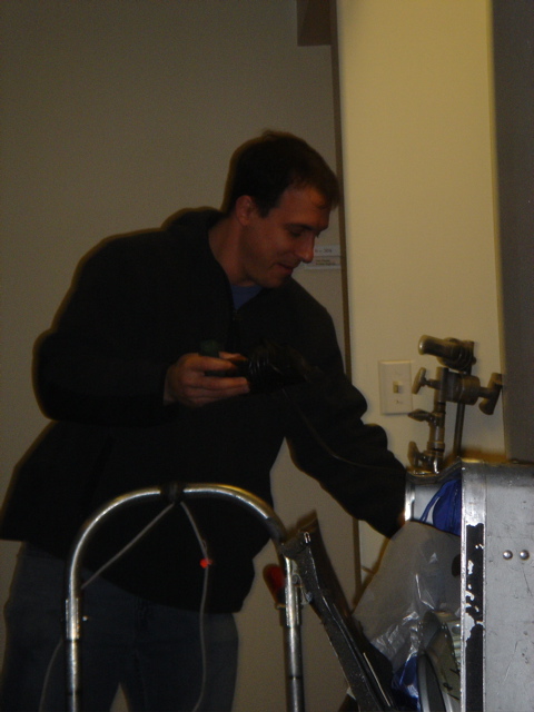 Aaron: Aaron Frutman setting up to tape Penn and Teller episode