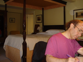 FrankTrinity: Frank Wilczek at work in Trinity College guest room, Cambridge, UK.