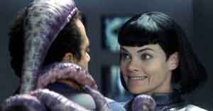 Aliens: Fred and Laliari about to kiss, she reveals her real but affectionate nature...