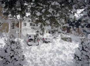 FrontDoor: Blizzard seen through screen door, February, 2006