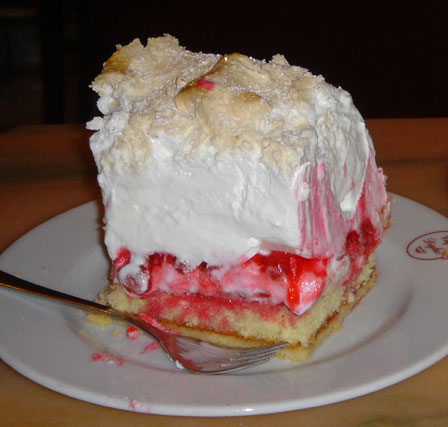 Viennese pastry with jam and thick layer of meringue