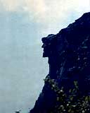 OldMan: The Old Man of the Mountain, New Hampshire's natural stone profile that looks like a gnarled human face, fell from its mountainside overnight, a state official said Saturday.... The profile, about 40 feet high and 25 feet wide, was one of the most photographed sites in the state and was considered New Hampshire's state symbol, appearing on travel brochures and even the state quarter. It was located in Franconia State Park, about 70 miles north of Concord, and to the west of Interstate 93, about 1,200 feet above Profile Lake.