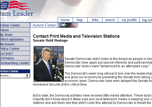 The next GOP message?: This new message has been spotted by M. E. Cowan (failureisimpossible.com) at just a few websites so far. Let's keep Googling "Senate Democrats didn't listen" to keep track of its appearance around the country.