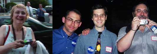WaitingForDean: Betsy Devine (picture by Dave); Dean Team-ers Mike Weissman and Aaron with Dave Winer (picture by Betsy)