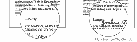 SoldierAstroturf: Two identical letters, signed by different soldiers, praise US occupation of Iraq.