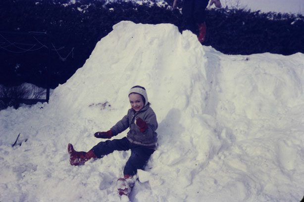 Marie Devine on 1950s snowpile